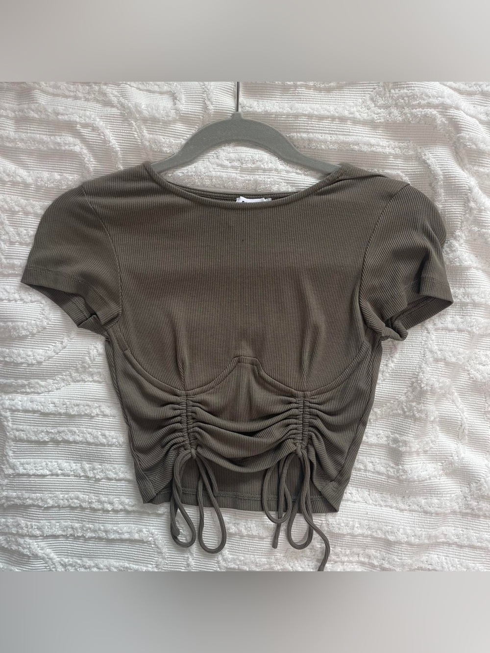 Princess Polly Olive Underwire Double Tie Front Crop Top